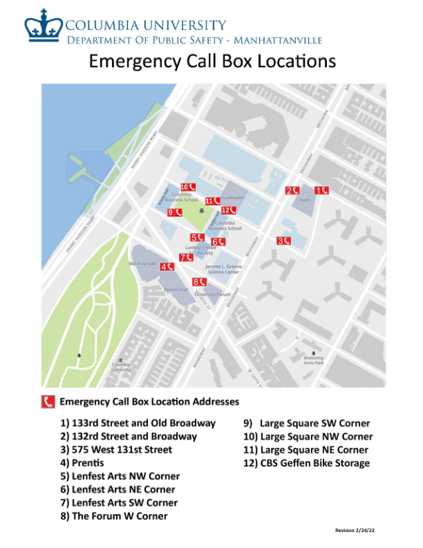 Manhattanville Call Box Locations