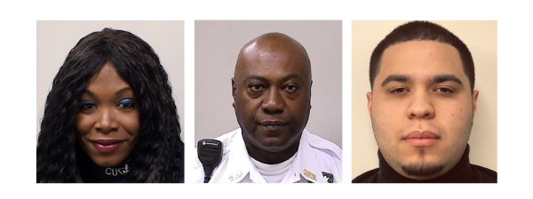 (L-R): Shanda Brown, Linval Forrest and Gregory Marrero id photos of three public safety team members including one woman and two men