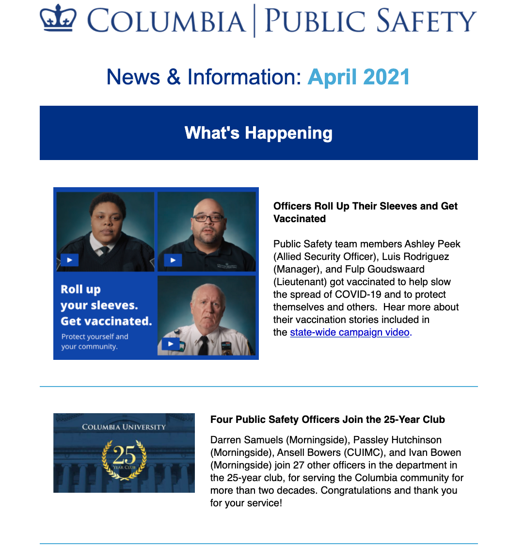 photo of April 2021 public safety newsletter