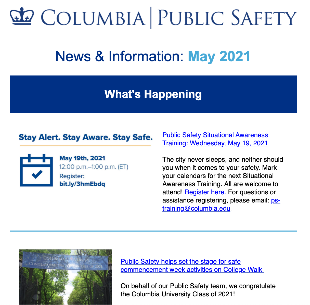 Public Safety Newsletter: May 2021 | Public Safety