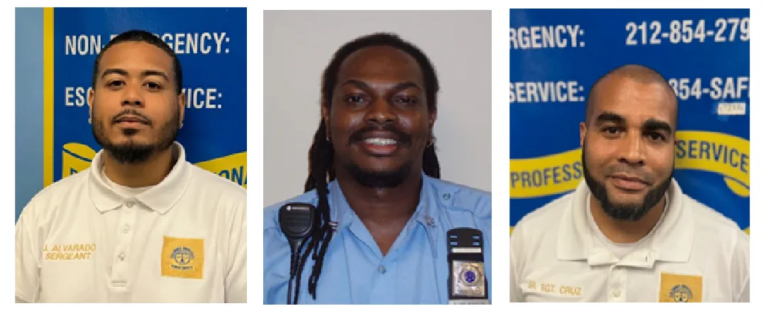 Sergeant Jeffrey Alvarado, Public Safety Officer Julian Wilkinson and Senior Sergeant Jose Cruz 