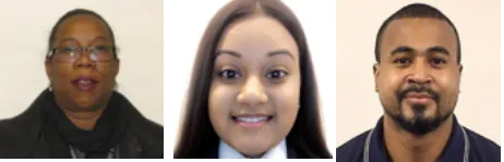 ID photos of two women and one male
