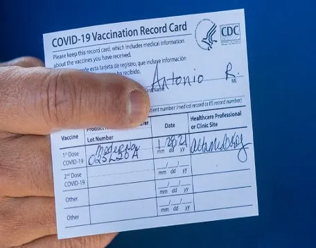 COVID vaccination card sample