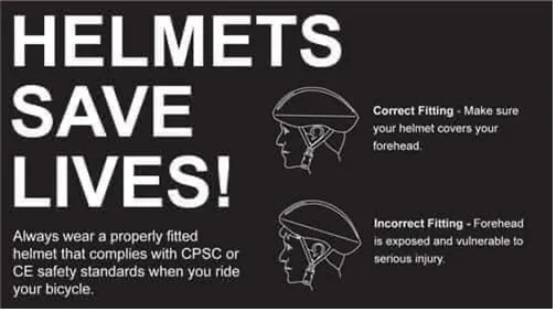 graphic with text: "helmets save lives!"
