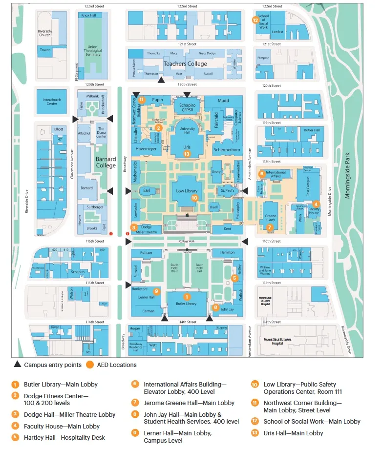Automated External Defibrillator Campus Maps